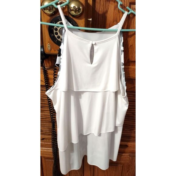 Worthington Woman's Classic Floral Ruffle Tiered Spagetti Strap Blouse - Picture 2 of 6